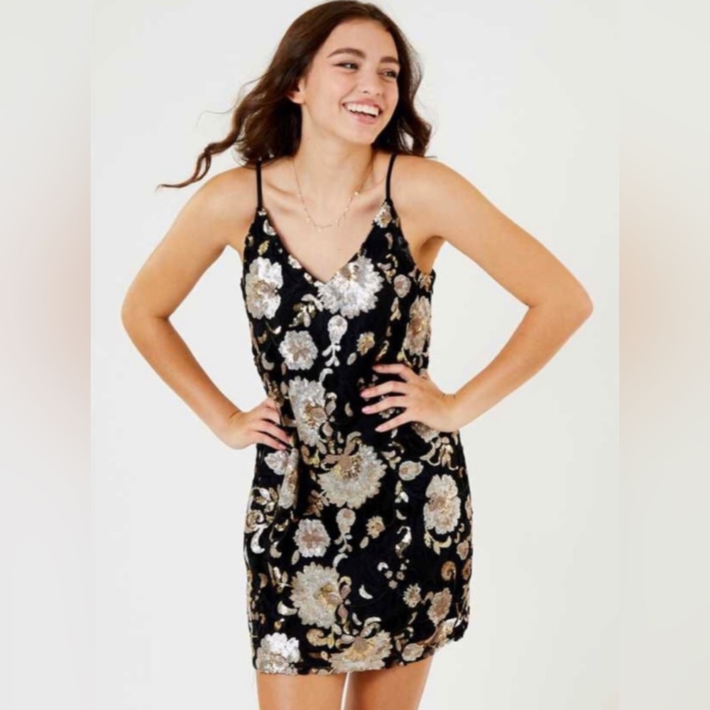 Altar'd State Sequin floral Dress - Picture 1 of 10